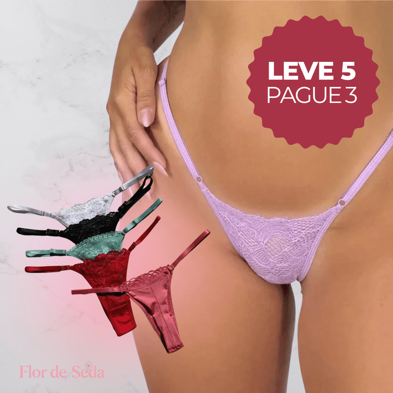 COMPRE 3 LEVE 5 Calcinhas Seda Sensual® Renda com Regulagem