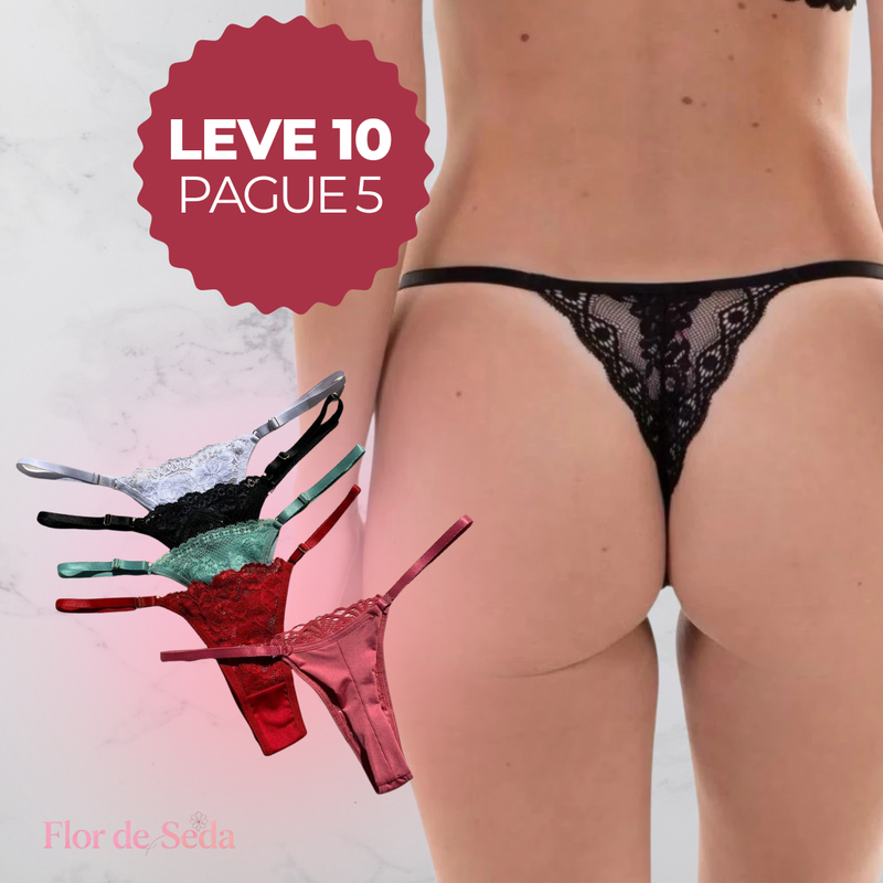COMPRE 5 LEVE 10 Calcinhas Seda Sensual® Renda com Regulagem